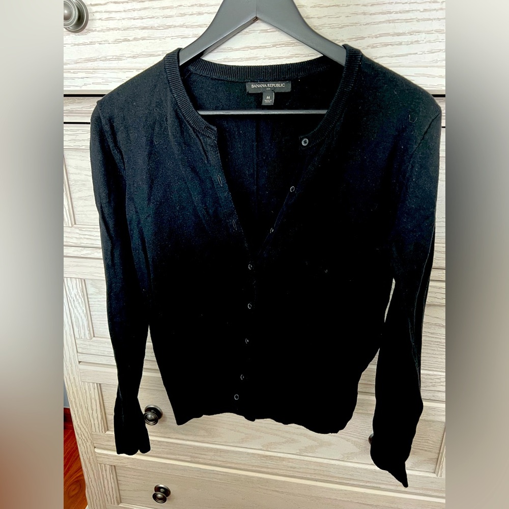 Banana Republic Black Button Down Cardigan, Medium
